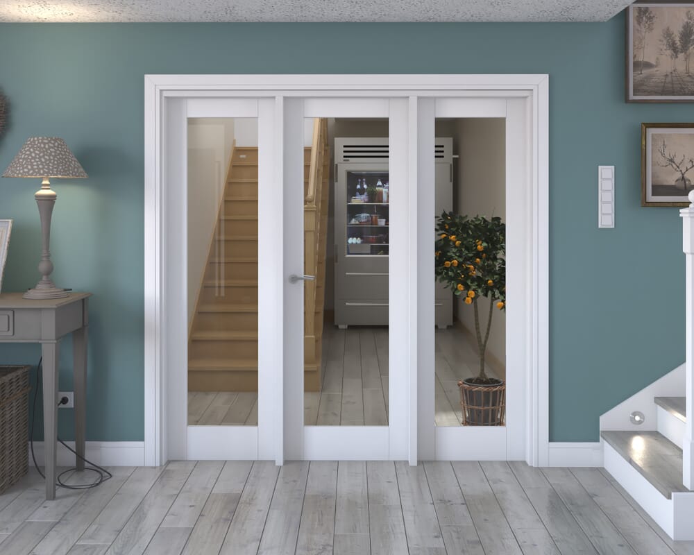 1992x2021x133mm White P10 Clear Glazed Internal Door with Sidelights