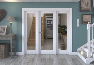 2068x2021x133mm White P10 Clear Glazed Internal Door with Sidelights