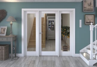 2144x2021x133mm White P10 Clear Glazed Internal Door with Sidelights