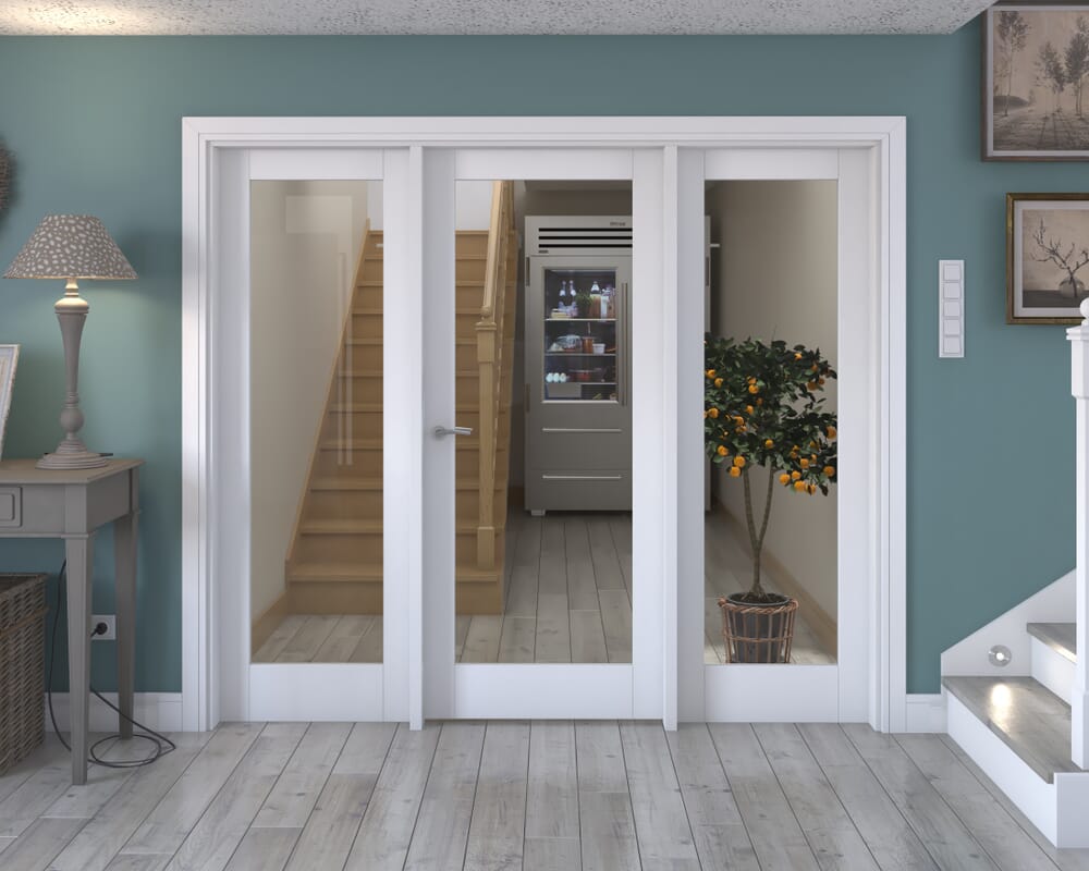 2296x2021x133mm White P10 Clear Glazed Internal Door with Sidelights