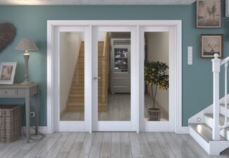 2296x2021x133mm White P10 Clear Glazed Internal Door with Sidelights