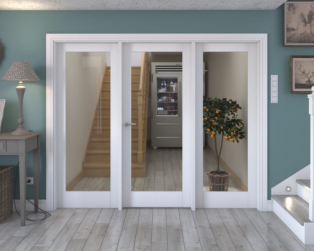 2448x2021x133mm White P10 Clear Glazed Internal Door with Sidelights