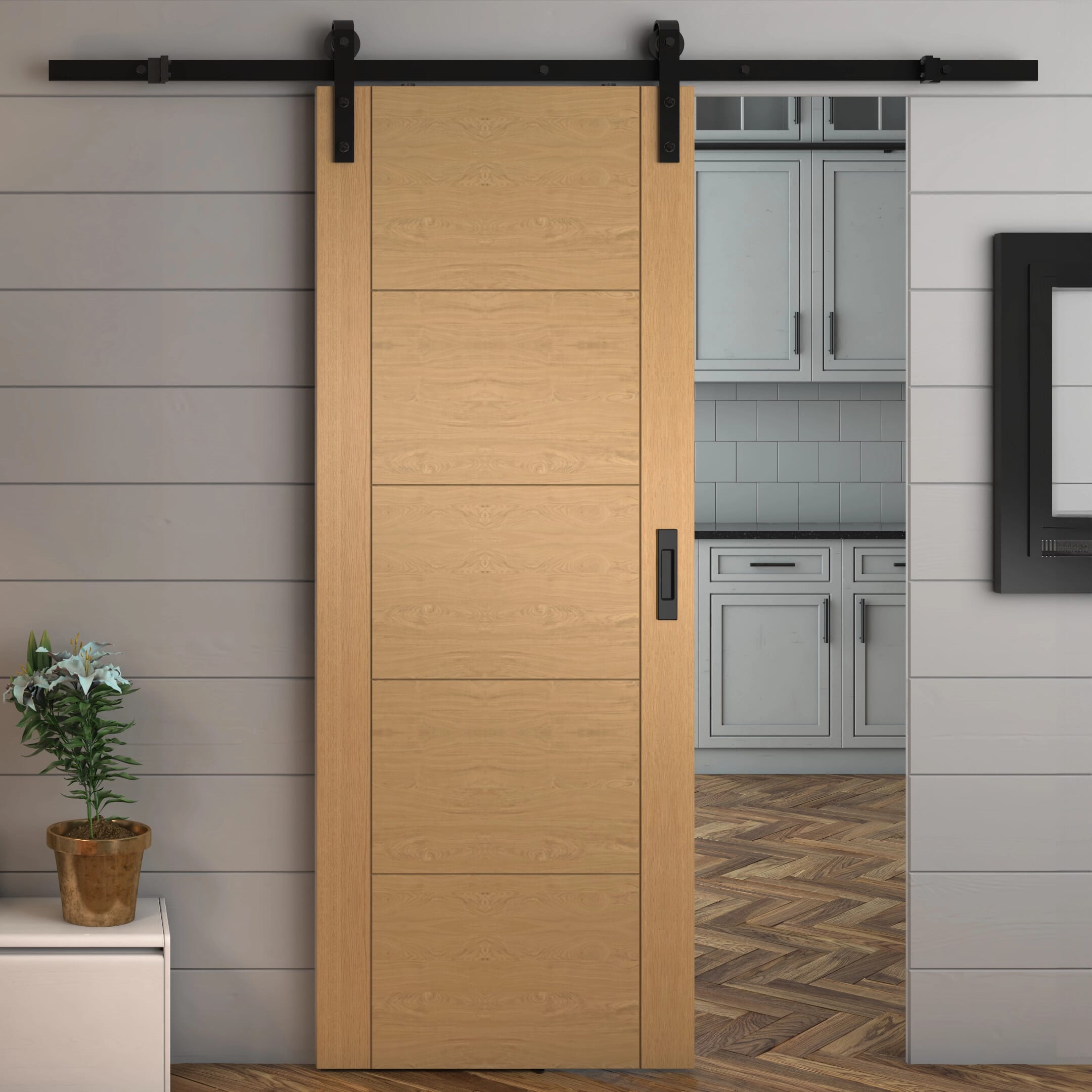 813x2032x35mm (32") ISEO Oak - Prefinished Sliding Barn Door