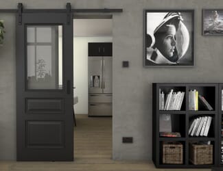 Kent Black Clear Glass - Prefinished Sliding Barn Door