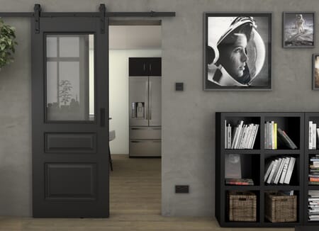 Kent Black Clear Glass - Prefinished Sliding Barn Door