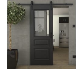 Kent Black Clear Glass - Prefinished Sliding Barn Door