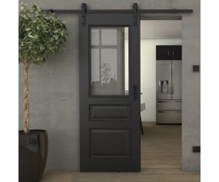 Kent Black Clear Glass - Prefinished Sliding Barn Door