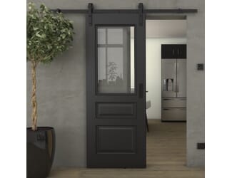 Kent Black Clear Glass - Prefinished Sliding Barn Door