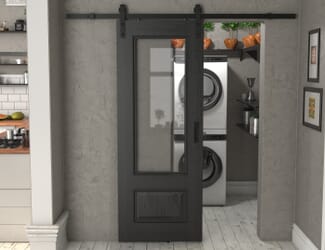 Surrey Black Oak Clear Glass - Prefinished Sliding Barn Door