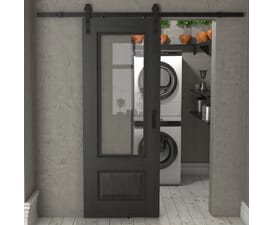Surrey Black Oak Clear Glass - Prefinished Sliding Barn Door