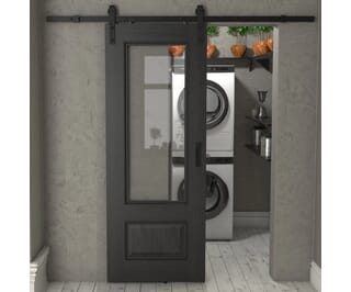 Surrey Black Oak Clear Glass - Prefinished Sliding Barn Door