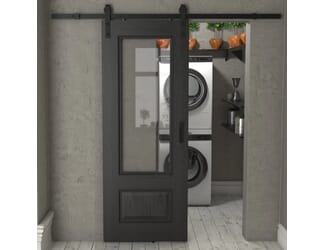Surrey Black Oak Clear Glass - Prefinished Sliding Barn Door