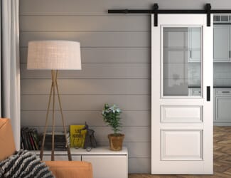 Kent White Clear Glass - Prefinished Sliding Barn Door