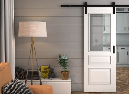 Kent White Clear Glass - Prefinished Sliding Barn Door