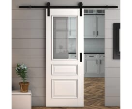 Kent White Clear Glass - Prefinished Sliding Barn Door