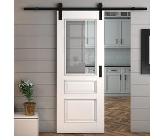 Kent White Clear Glass - Prefinished Sliding Barn Door