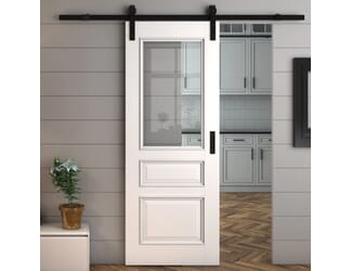 Kent White Clear Glass - Prefinished Sliding Barn Door