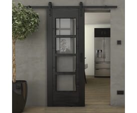 Iseo Black Oak 4L Clear Glass - Prefinished Sliding Barn Door