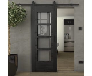 Iseo Black Oak 4L Clear Glass - Prefinished Sliding Barn Door