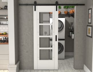 Iseo White 4L Clear Glass - Prefinished Sliding Barn Door
