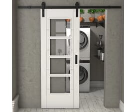 Iseo White 4L Clear Glass - Prefinished Sliding Barn Door