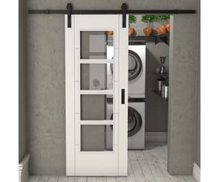 Iseo White 4L Clear Glass - Prefinished Sliding Barn Door