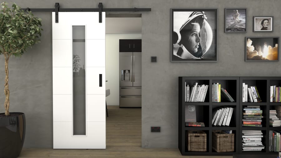 Orta White 1L Clear Glass – Prefinished Sliding Barn Door