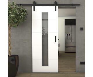 Orta White 1L Clear Glass - Prefinished Sliding Barn Door