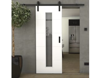 Orta White 1L Clear Glass - Prefinished Sliding Barn Door