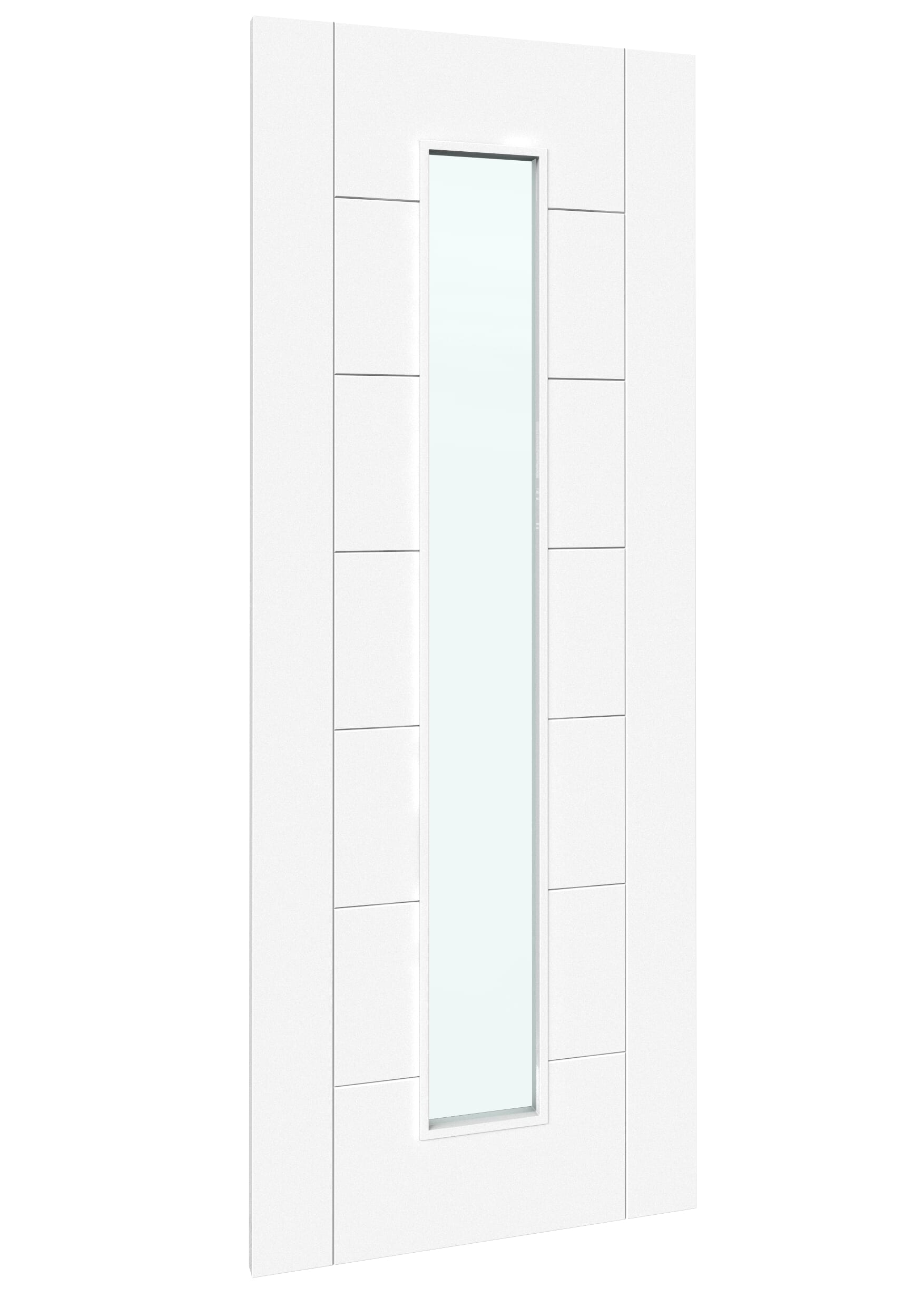 686x1981x35mm (27") Modern 7 Panel White Clear Glass - Prefinished Sliding Barn Door