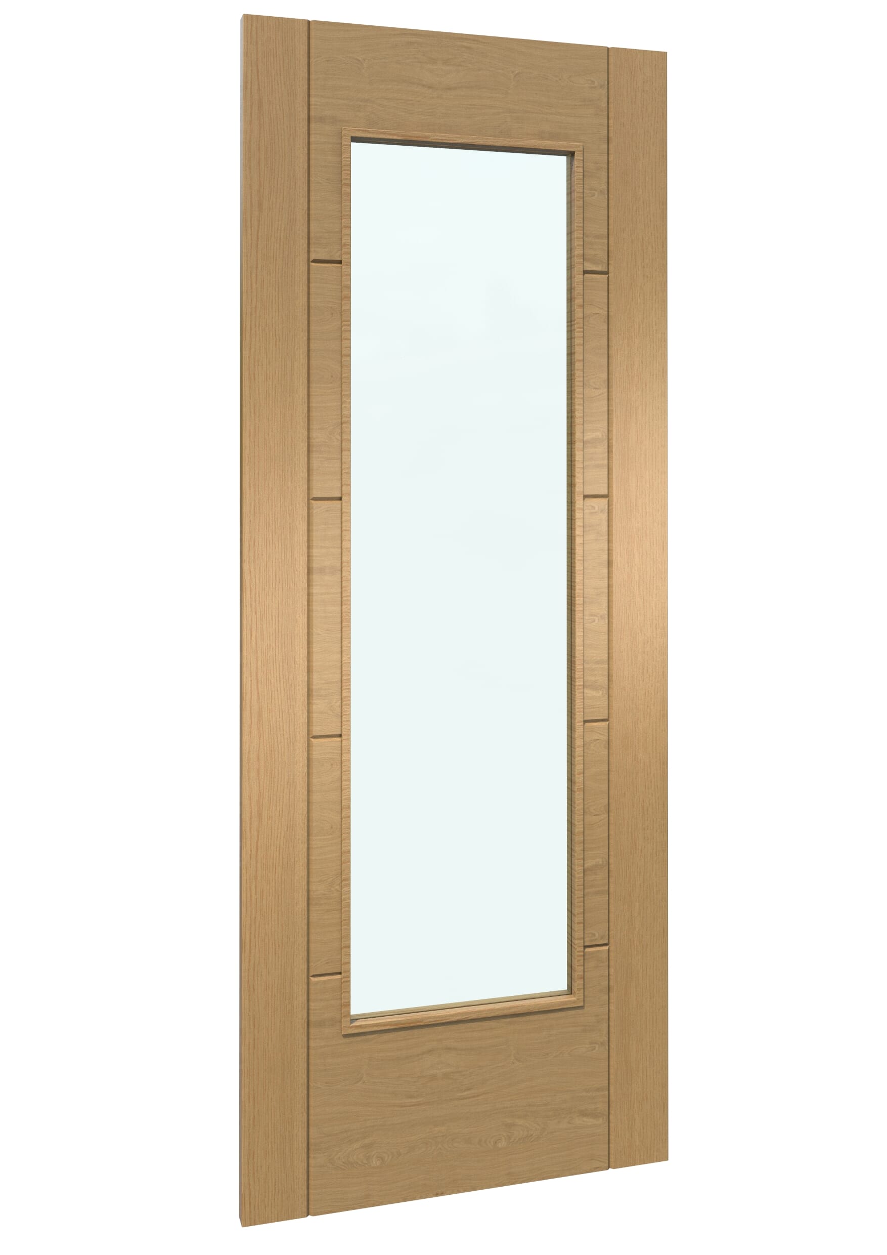 762x1981x35mm (30") Iseo Oak Pattern 10 Clear Glass - Prefinished Sliding Barn Door