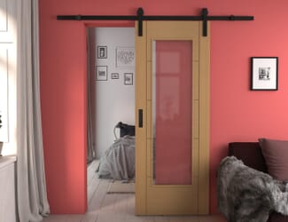 Iseo Oak Pattern 10 Clear Glass - Prefinished Sliding Barn Door