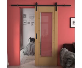 Iseo Oak Pattern 10 Clear Glass - Prefinished Sliding Barn Door