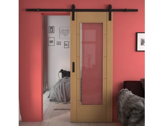Iseo Oak Pattern 10 Clear Glass - Prefinished Sliding Barn Door