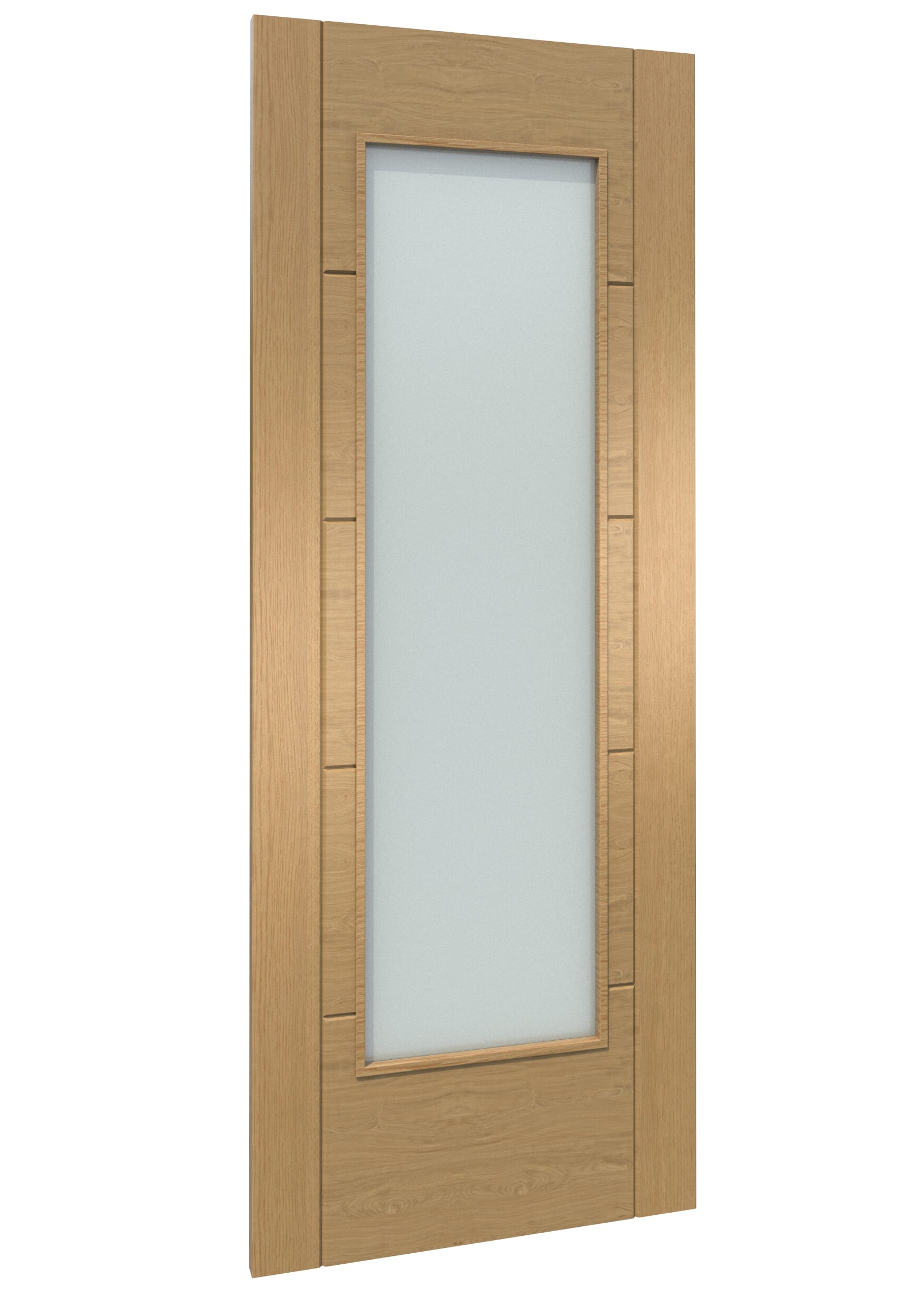 762x1981x35mm (30") Iseo Oak Pattern 10 Frosted Glass - Prefinished Sliding Barn Door