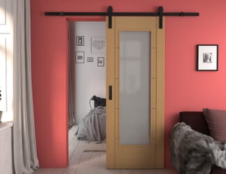 Iseo Oak Pattern 10 Frosted Glass - Prefinished Sliding Barn Door
