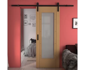 Iseo Oak Pattern 10 Frosted Glass - Prefinished Sliding Barn Door