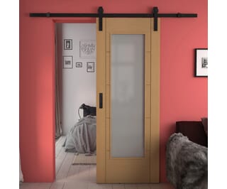 Iseo Oak Pattern 10 Frosted Glass - Prefinished Sliding Barn Door