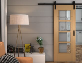 Iseo Oak 4 Light Clear Glass - Prefinished Sliding Barn Door