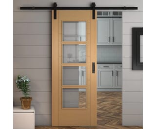 Iseo Oak 4 Light Clear Glass - Prefinished Sliding Barn Door