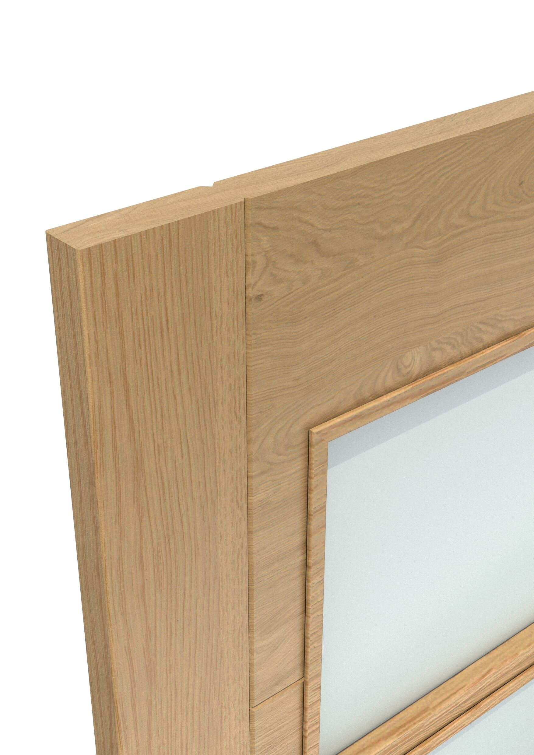 762x1981x35mm (30") Iseo Oak 4 Light Frosted Glass - Prefinished Sliding Barn Door