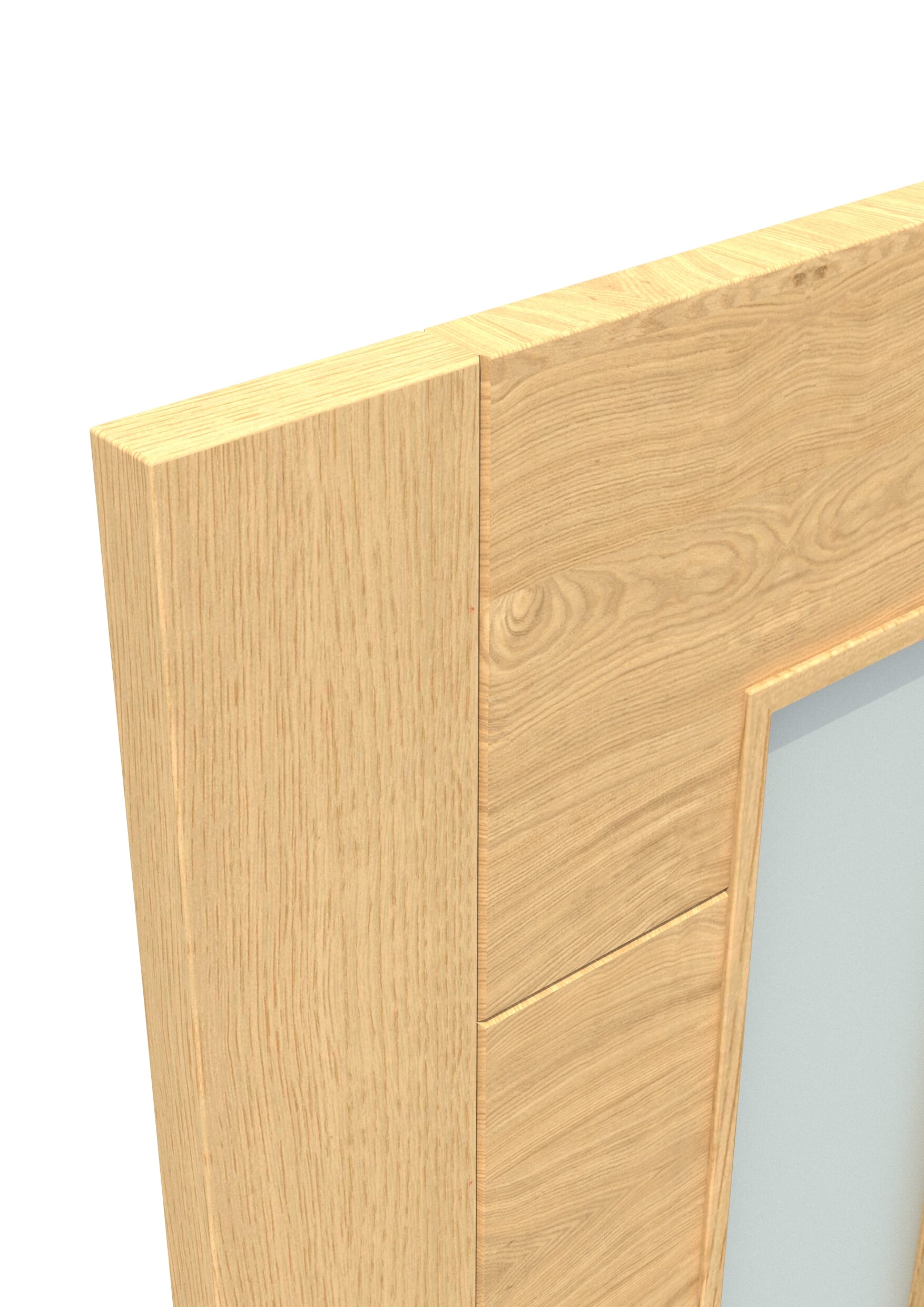 838x1981x35mm (33") Modern 7 Panel Oak Frosted Glass Sliding Barn Door