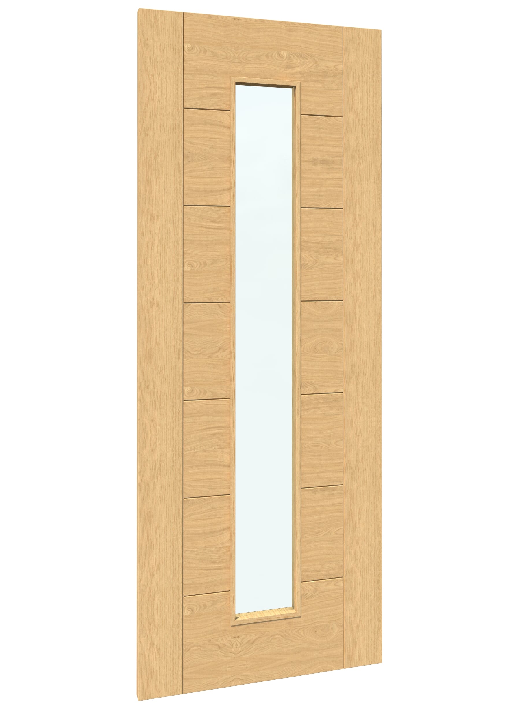 813x2032x35mm (32") Modern 7 Panel Oak Clear Glass - Prefinished Sliding Barn Door