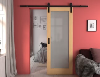 Pattern 10 Oak Frosted Glass Sliding Barn Door