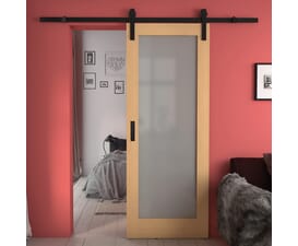 Pattern 10 Oak Frosted Glass Sliding Barn Door