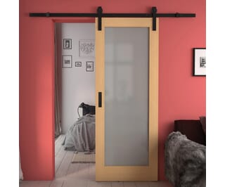 Pattern 10 Oak Frosted Glass Sliding Barn Door
