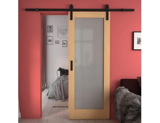 Pattern 10 Oak - Prefinished Frosted Glass Sliding Barn Door