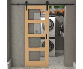 Shaker 4 Light Oak Clear Glass Sliding Barn Door