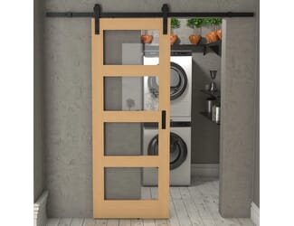 Shaker 4 Light Oak Clear Glass Sliding Barn Door