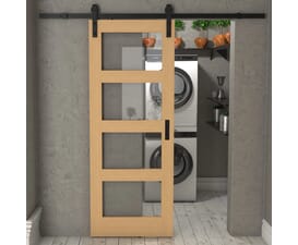 Shaker 4 Light Oak - Prefinished Clear Glass Sliding Barn Door